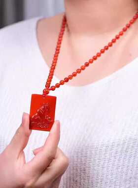 狗兔鸡猪马生肖龙挂件天然红玛瑙