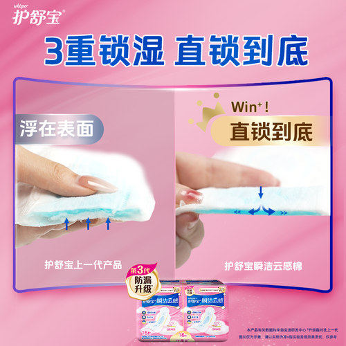 护舒宝卫生巾日用夜用组合装女姨妈巾女神正品纯棉云感棉90片超薄 - 图2