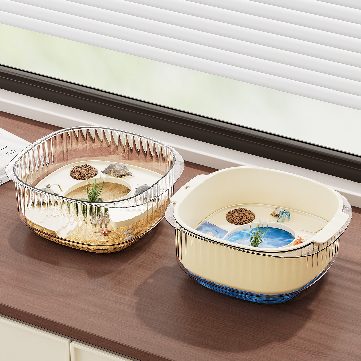 乌龟缸家用晒台爬台亚克力生态混合养鱼缸小型草龟巴西龟豪华别墅,淘宝优惠券,粉丝福利购,淘宝优惠卷