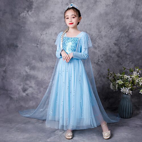 万圣节儿童服装冰雪奇缘爱莎安娜公主裙女童迪士尼白雪公主连衣裙 - 图3