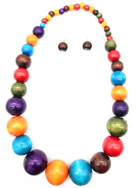 color wood beads necklace suit women jewelry民族风木珠项炼