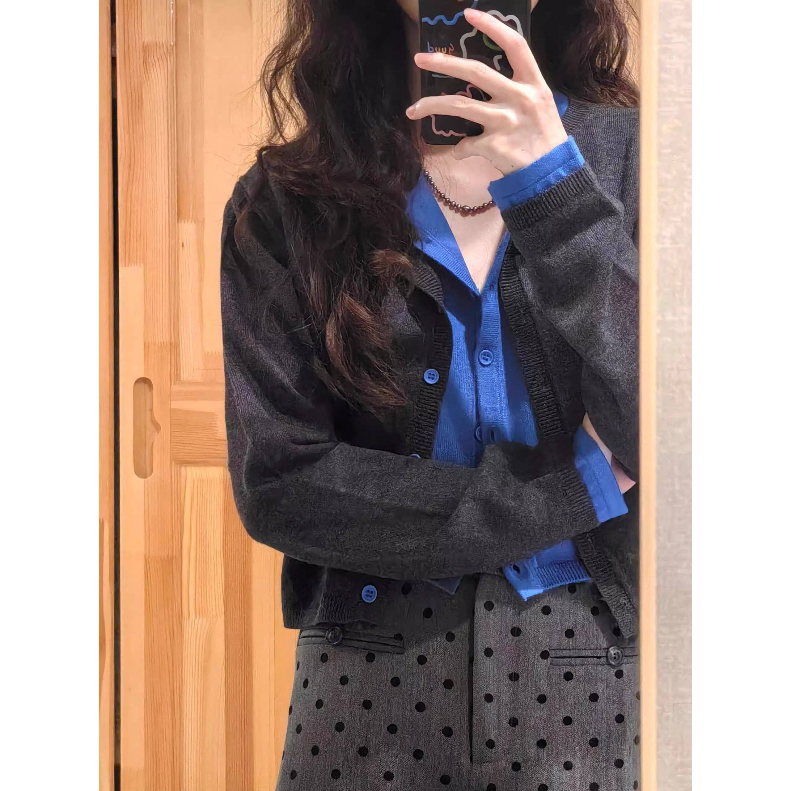 法国Rixo Rane ⭐撞色假两件针织衫女毛衣软糯开衫覆古长袖上衣潮,淘宝优惠券,粉丝福利购,淘宝优惠卷