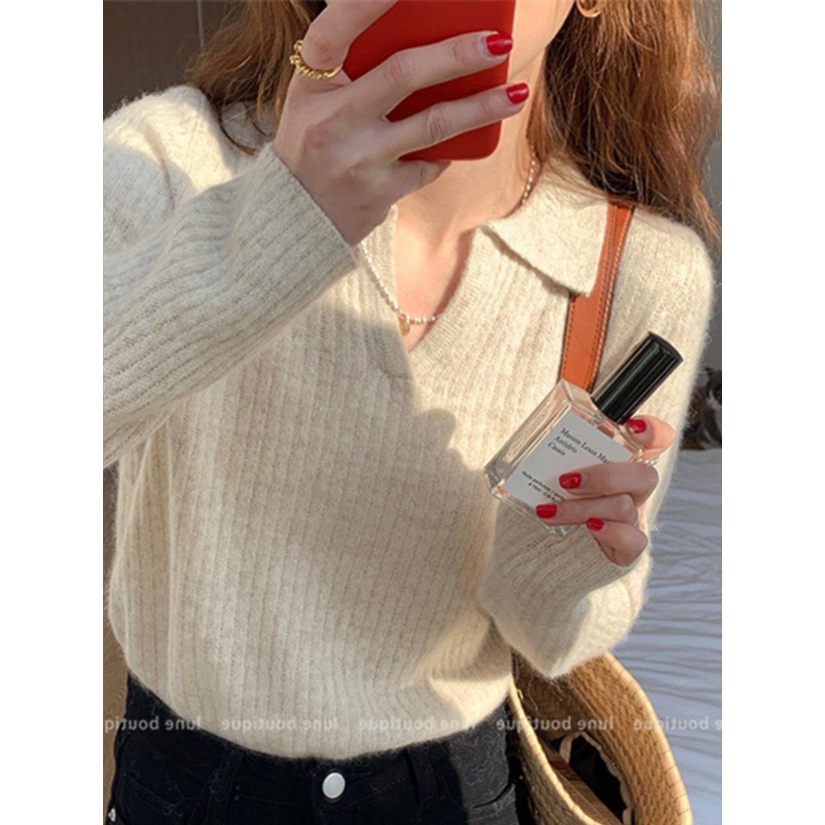 法国Rixo Rane 宝藏推荐⭐覆古polo领针织衫女毛衣内搭打底衫上衣,淘宝优惠券,粉丝福利购,淘宝优惠卷