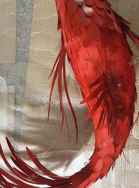 不锈钢鱼发光雕塑摆件金属铁艺鱼吊饰抽象户外公园景观广场装饰品