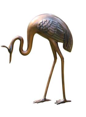 仿铜仙鹤雕塑玻璃钢摆件售楼部庭院水池假山园林景观美陈鸟类装饰