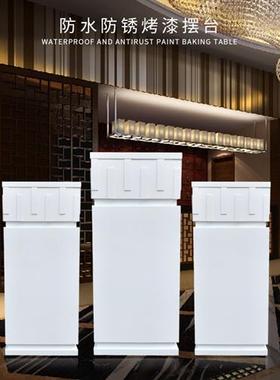 防水防锈烤漆白色长方体底座新中式客厅酒店样板婚庆房外雕塑摆件