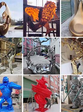 透明环氧树脂工艺饰品摆件大型不锈钢鹿景观玻璃钢雕塑厂家定制做