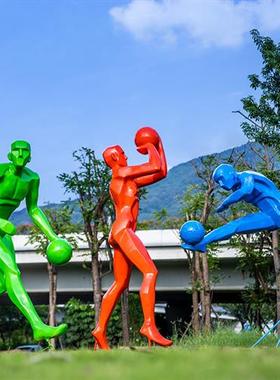 户外抽象跑步运动人物玻璃钢雕塑小区园林景观学校草坪装饰品摆件