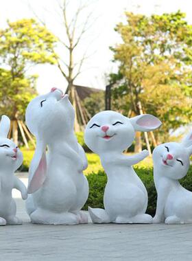 玻璃钢卡通兔子雕塑户外花园商场楼盘校园景观装饰品兔子摆件