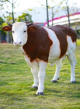 室外卡通牛造型仿真黄牛摆件大型道具公牛玻璃钢雕塑火锅饭店模型