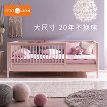 Korean Children Splicing Bed Solid Wood With Guardrails Baby Splicing Large Bed Male Girl Baby Beech Wood Single Bed