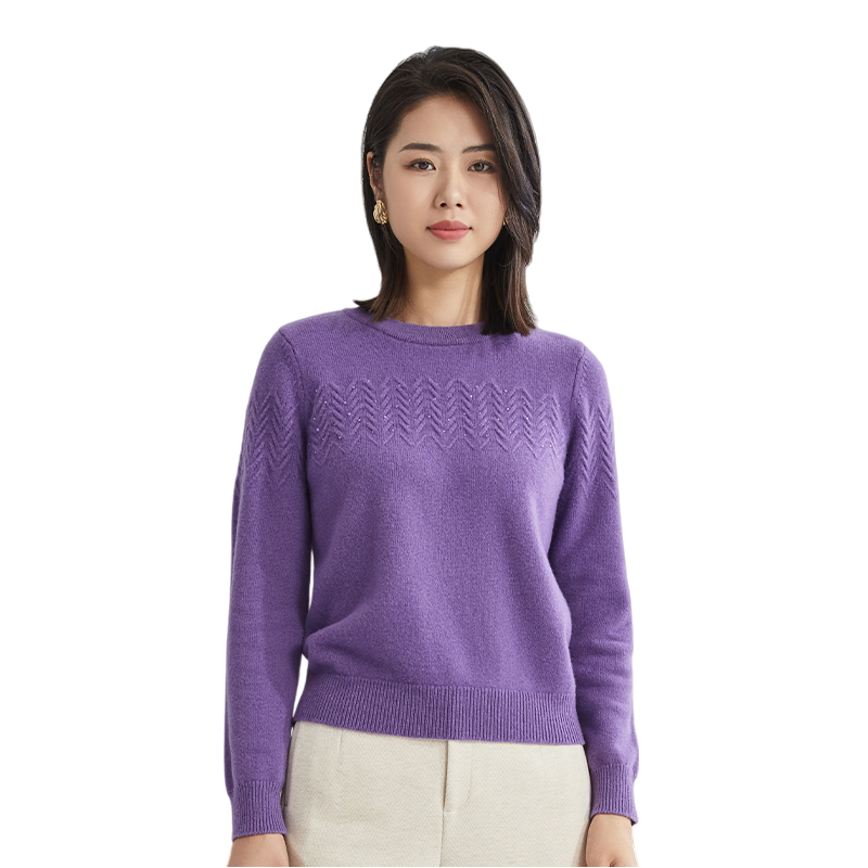 umisky优美世界专柜同款冬季纹理闪片圆领套头针织毛衫SK4W3234,淘宝优惠券,粉丝福利购,淘宝优惠卷