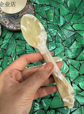 HH—天然贝壳鱼头勺摆件饰品一对 长度16cm