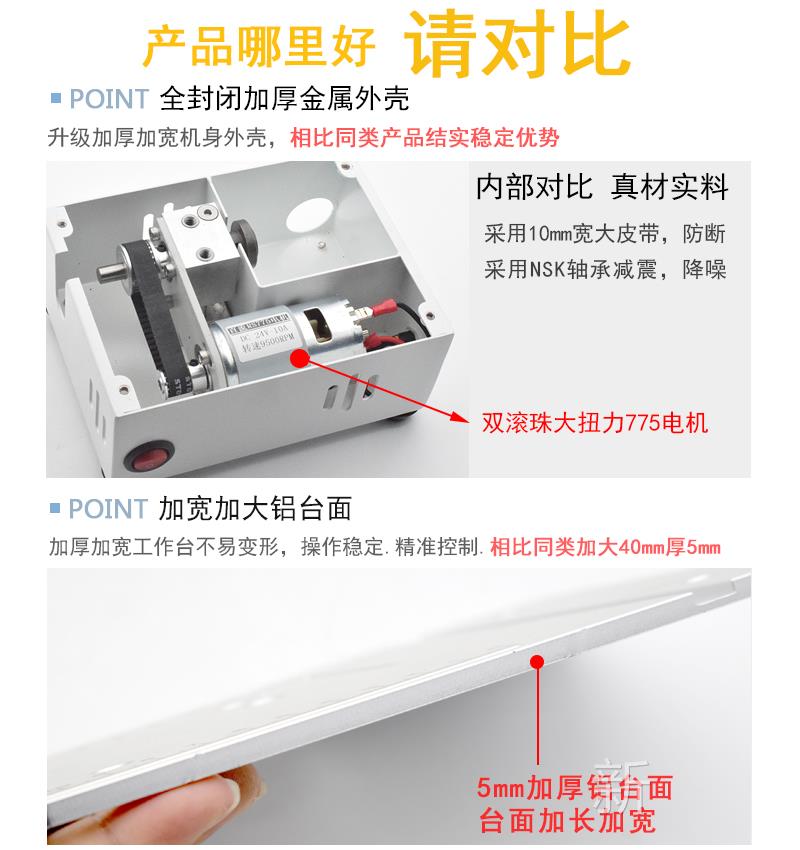 精密桌面微型台式锯 DIY亚克力C切B台割机迷你铝合金模型P小电锯-图1