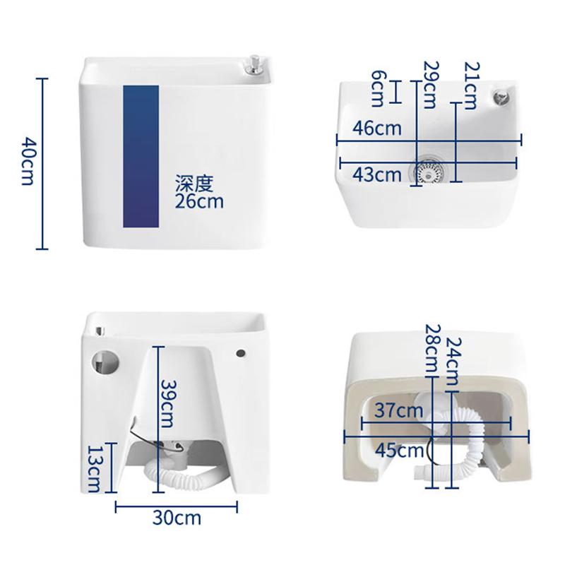 YOUJUE拖把池家用阳台卫生间大号陶瓷落地式拖布池墩布池洗拖把池 - 图2