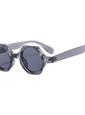 新款多边形圆框个性太阳镜欧美潮流个性米钉小框时尚墨镜专供