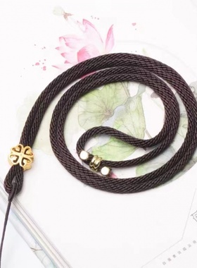 男款黑色吊坠挂绳粗款手工牛皮头玉牌项链绳简约耐用