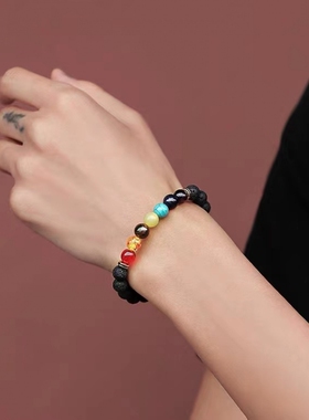 新款宇宙银河太阳系八大行星手链石珠饰品男女情侣款