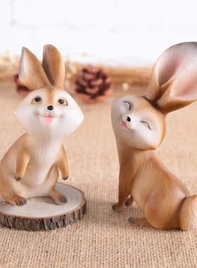 创意家居装饰品小摆件可爱兔子室内客厅电视酒柜工艺品工位摆设