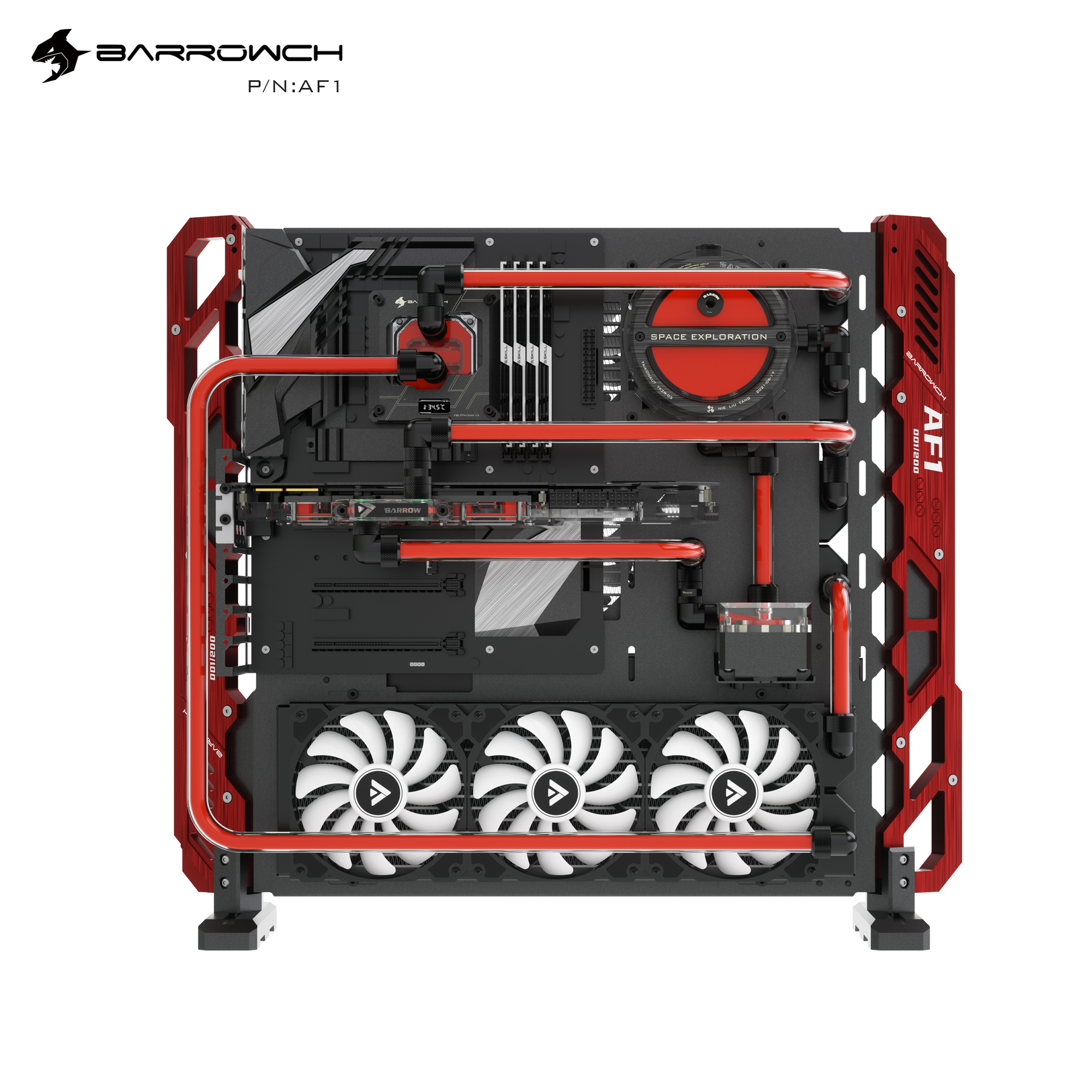 Barrowch限量版开放式全铝合金水冷机箱多冷排位水冷机箱 AF1-图1