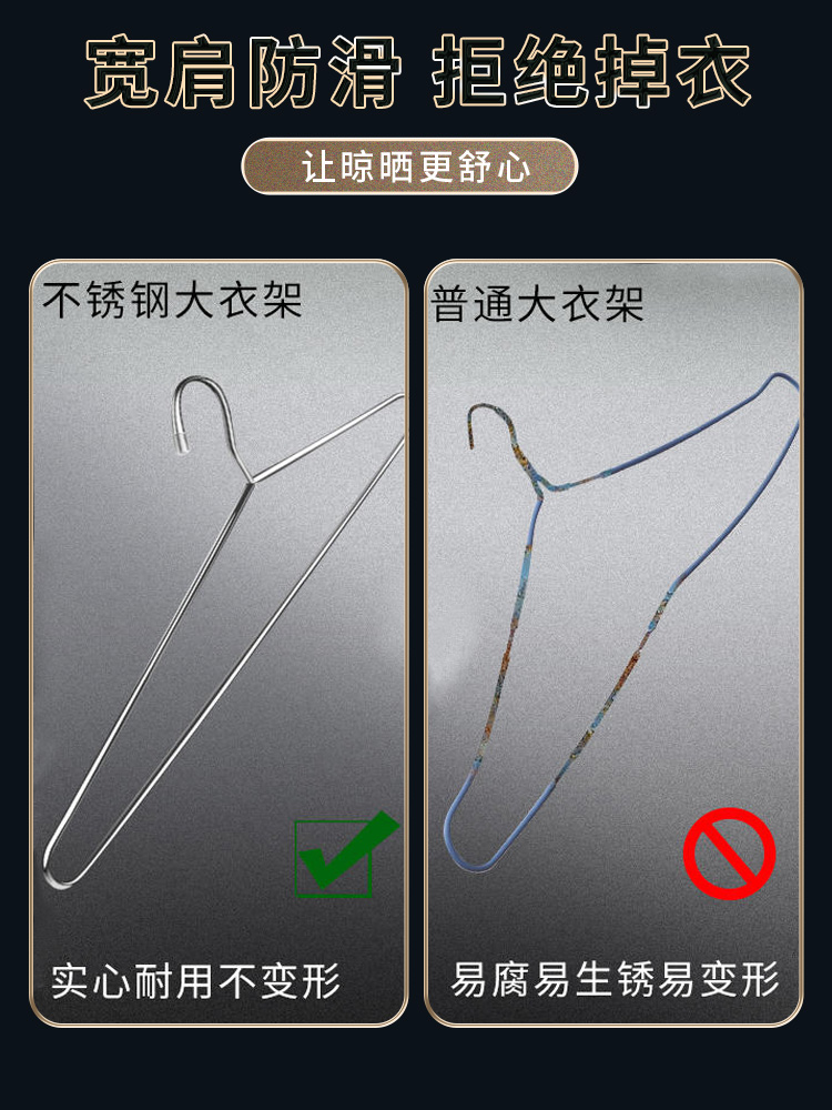 不锈钢家用大衣架晒被子床单专用长衣架宿舍阳台凉晾被套加大实心 - 图0