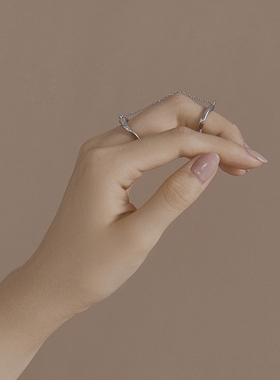 流光系列链条双指戒高级流动感