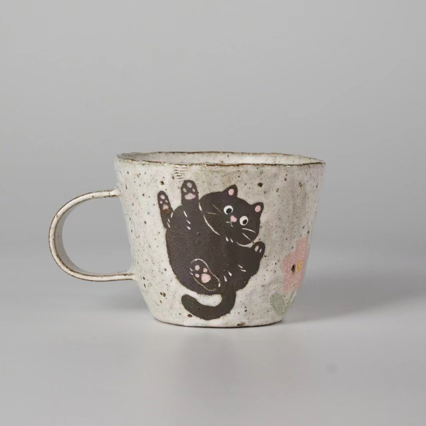 春辰猫咪咖啡杯景德镇手作陶瓷猪口杯蛋杯拿铁拉花手绘高温釉下彩,淘宝优惠券,粉丝福利购,淘宝优惠卷
