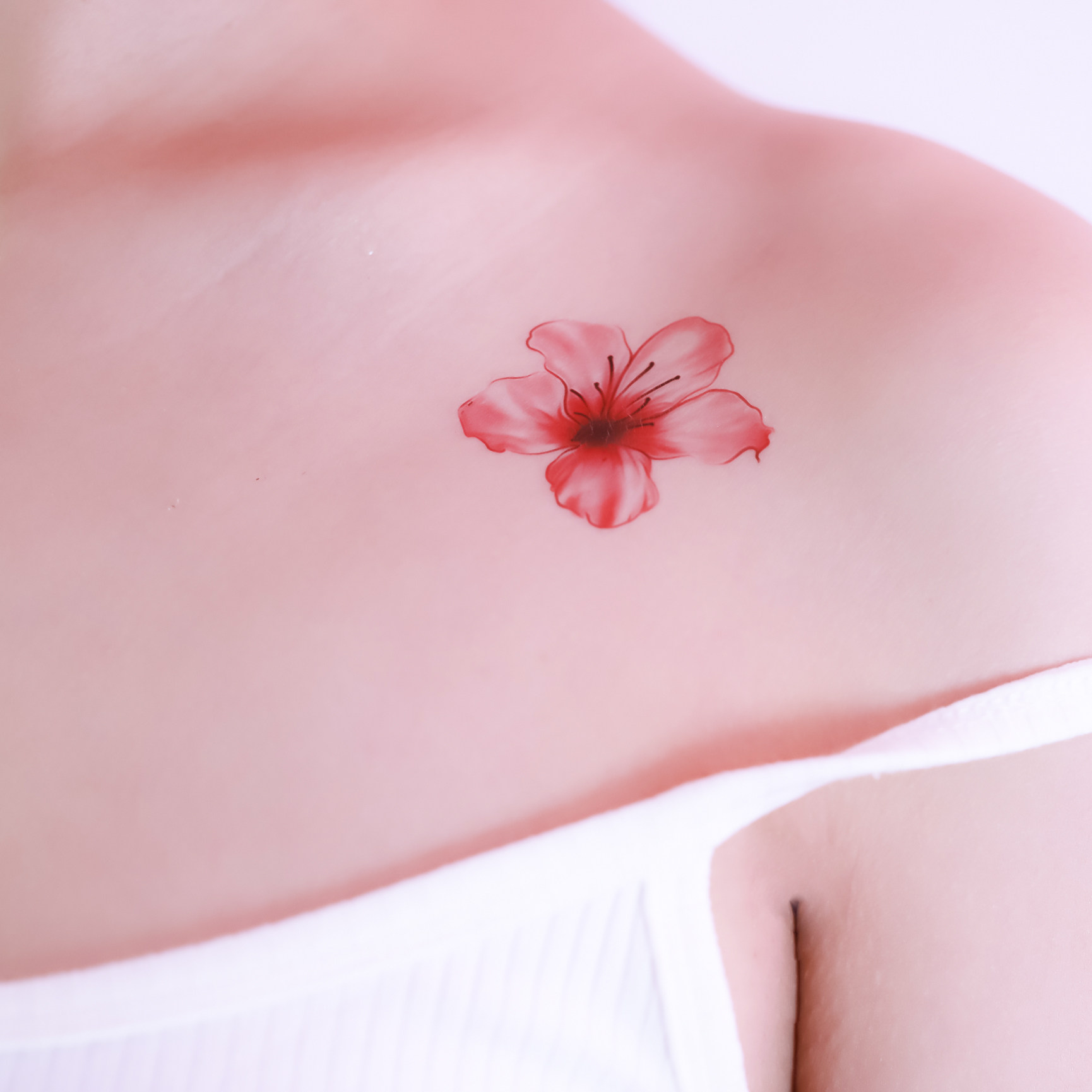 唯美樱花纹身贴防水女持久锁骨纹身贴女性感手腕手臂胸前脚踝清新