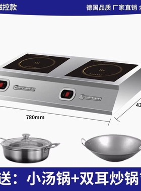 逸臣平凹面双灶商用电磁炉5000W