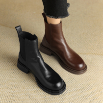  Retro Inn Wind ~ giant handsome gas ~ comfortable head layer Niu leather Chelsea short boot 2023 in 100 hitch Martin boots