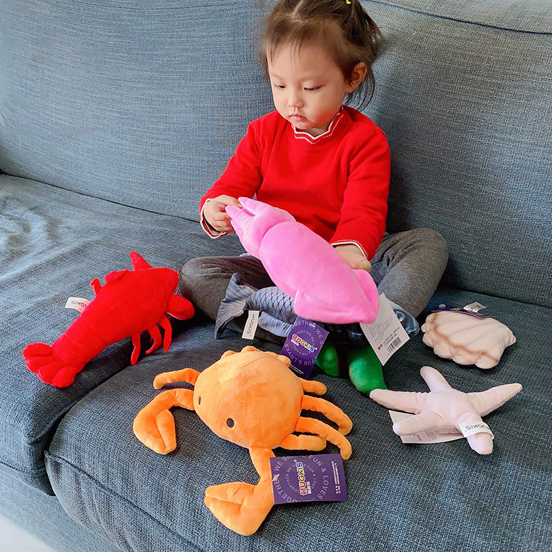 可爱仿真海洋海鲜毛绒公仔螃蟹龙虾鲤鱼创意玩具益智玩偶儿童礼物,淘宝优惠券,粉丝福利购,淘宝优惠卷