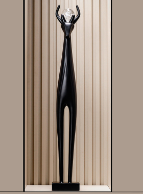 入户玄关壁龛摆件鹿细长竖高级感小众客厅电视柜软装饰抽象艺术品