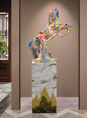 彩色马摆件大型落地竖高档装饰客厅会所装饰马上有钱乔迁开业礼品