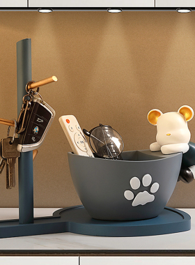 入户玄关放钥匙收纳摆件元宝进门口鞋柜置物挂架桌面装饰乔迁礼品