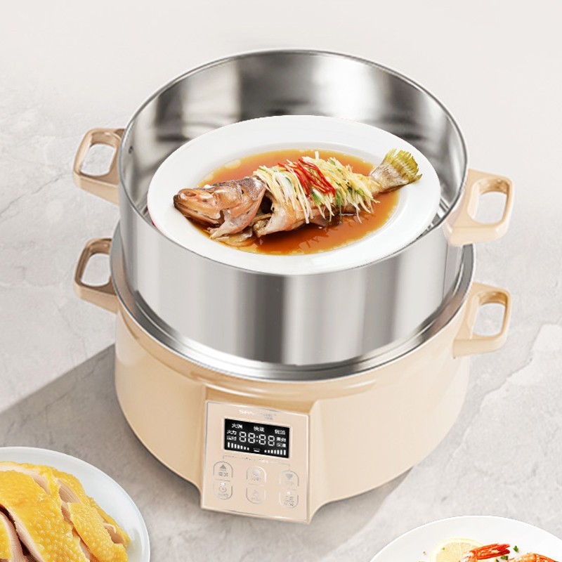 sanmsie电火锅6L家用分体式可拆不锈钢大容量炖锅电蒸锅洗多功能,淘宝优惠券,粉丝福利购,淘宝优惠卷