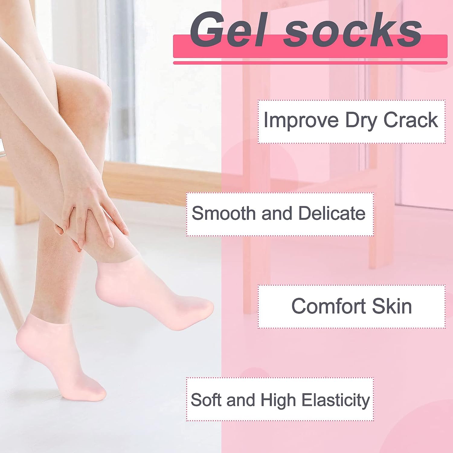 Silicone Moisturizing Socks Silicone Gel Heel Sock Anti Slip - 图1