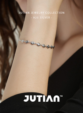 JUTIAN女925银小园豆手链