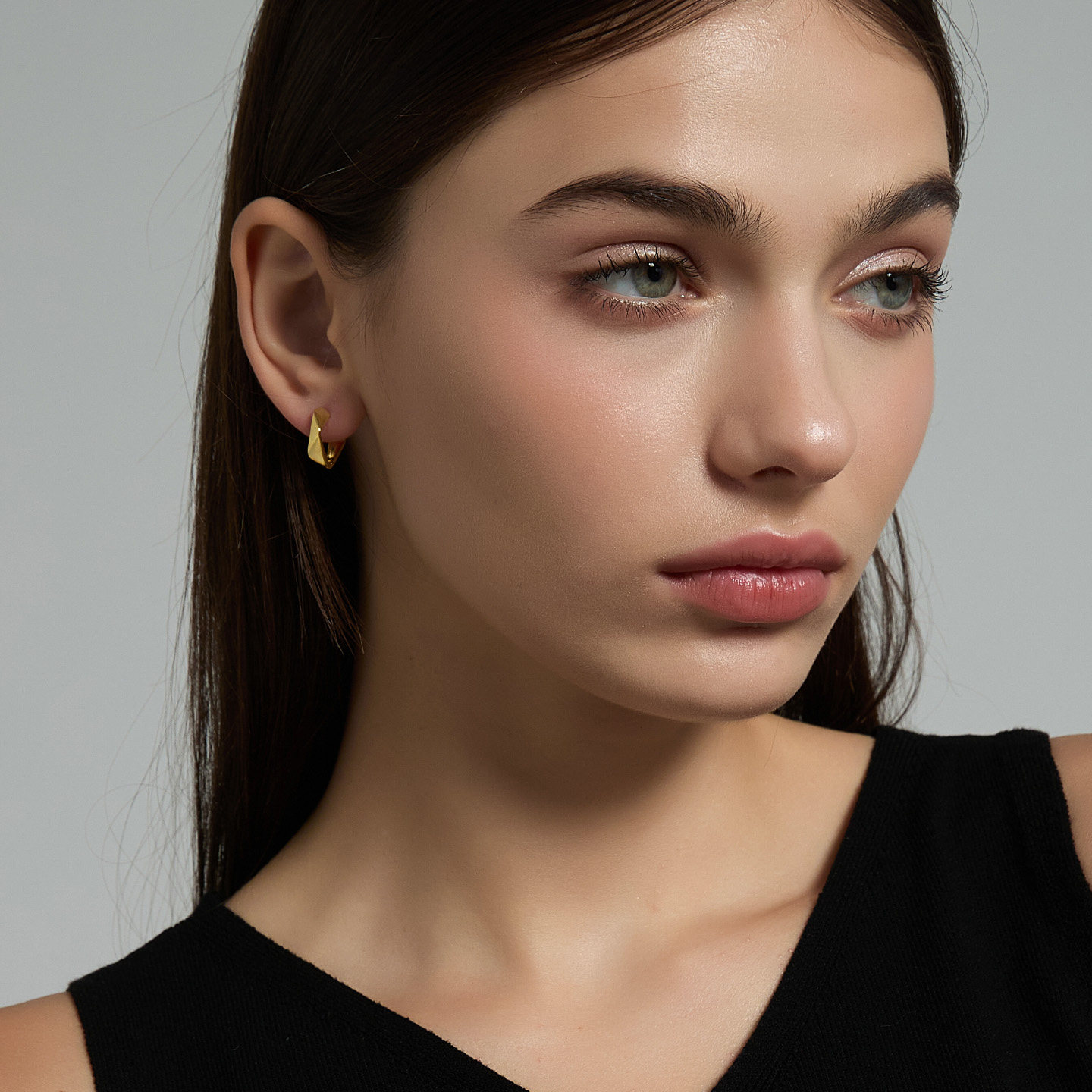 JUTIAN S925纯银方形几何面耳环女小众高级轻奢气质微哑光耳饰,淘宝优惠券,粉丝福利购,淘宝优惠卷