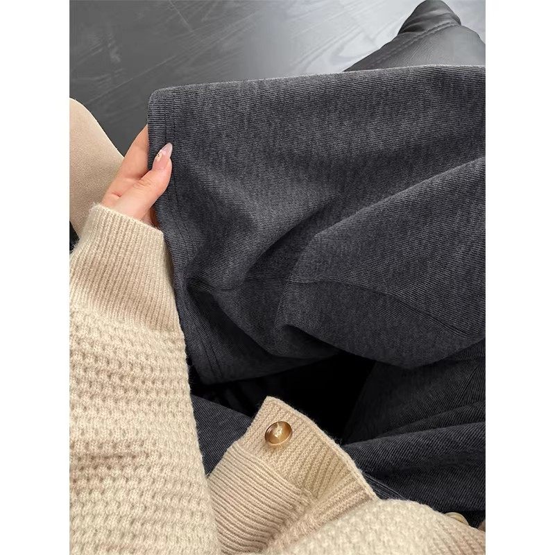 清仓捡漏深灰色糯米休闲裤女秋冬加绒梨型身材高腰宽松显瘦阔腿裤,淘宝优惠券,粉丝福利购,淘宝优惠卷