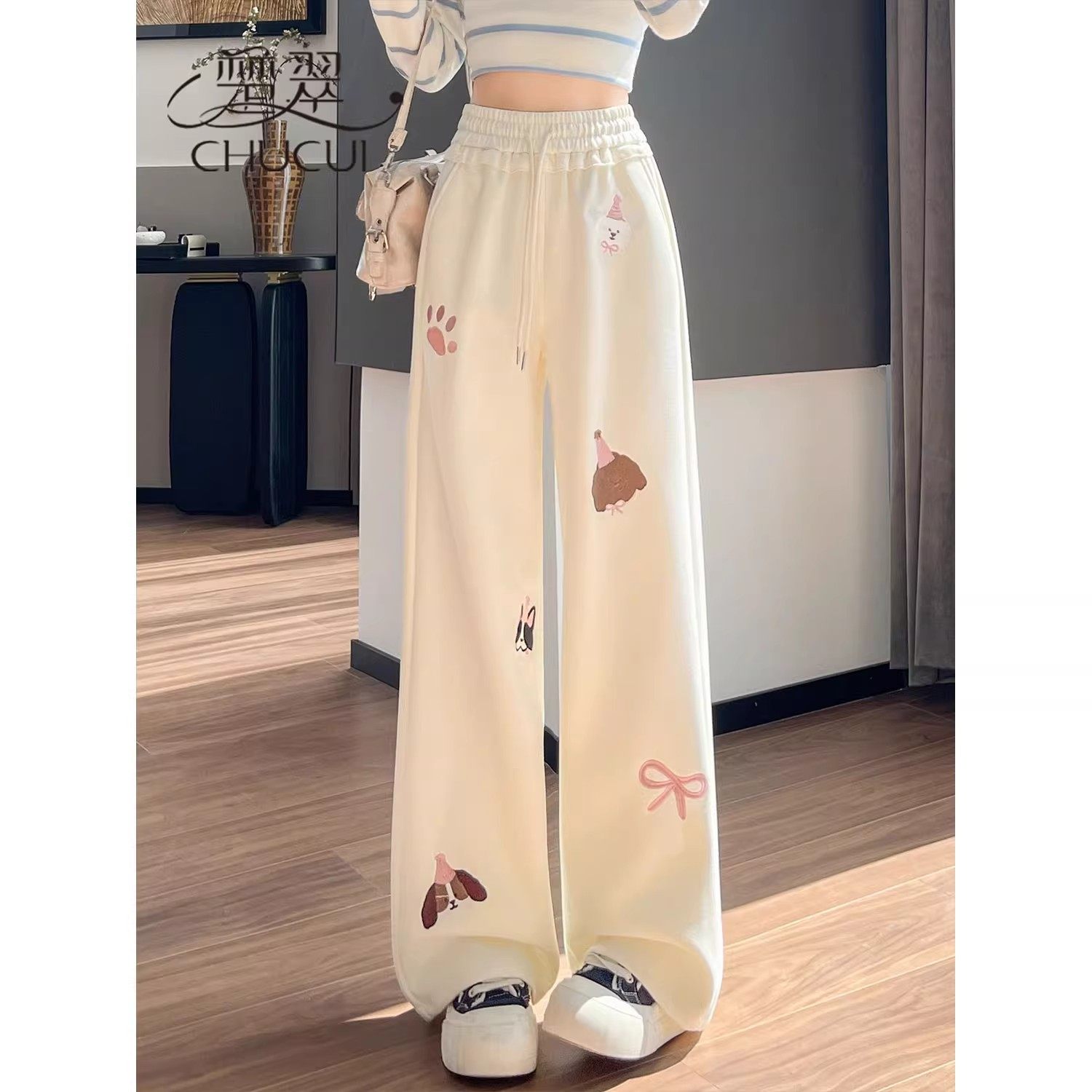 清仓捡漏~小个子运动裤卫裤女冬季超火a字阔腿裤直筒休闲加绒裤子,淘宝优惠券,粉丝福利购,淘宝优惠卷