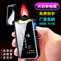 New High-end Cigar Charging Lighter Windproof Point Smoke Creative Personality Tidal Lettering Custom Send Boyfriend Gift