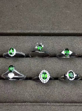 绿色纯银天然透辉石戒指新年特价