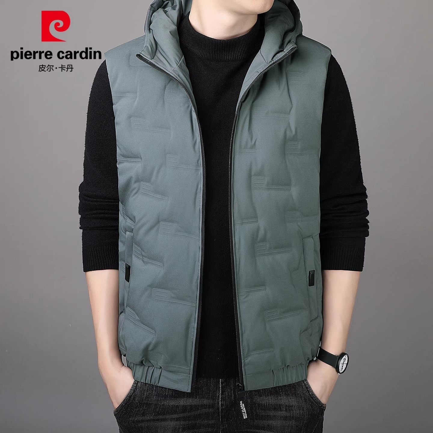 皮尔卡丹连帽棉服马甲男士潮流痞帅保暖坎肩冬季新款休闲外套男装,淘宝优惠券,粉丝福利购,淘宝优惠卷