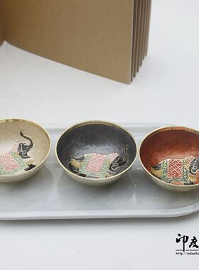 印度手工黄铜彩绘装饰碗