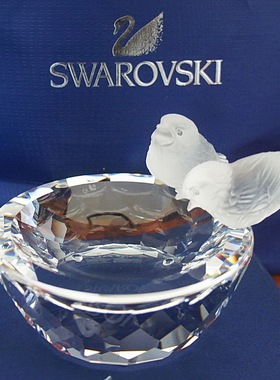 施华洛世奇水晶小情鸟烛台摆件