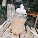 Вместительная и большая портативная спортивная бутылка со стаканом, трубочка для спортзала, космическое ведро, 1500 мл