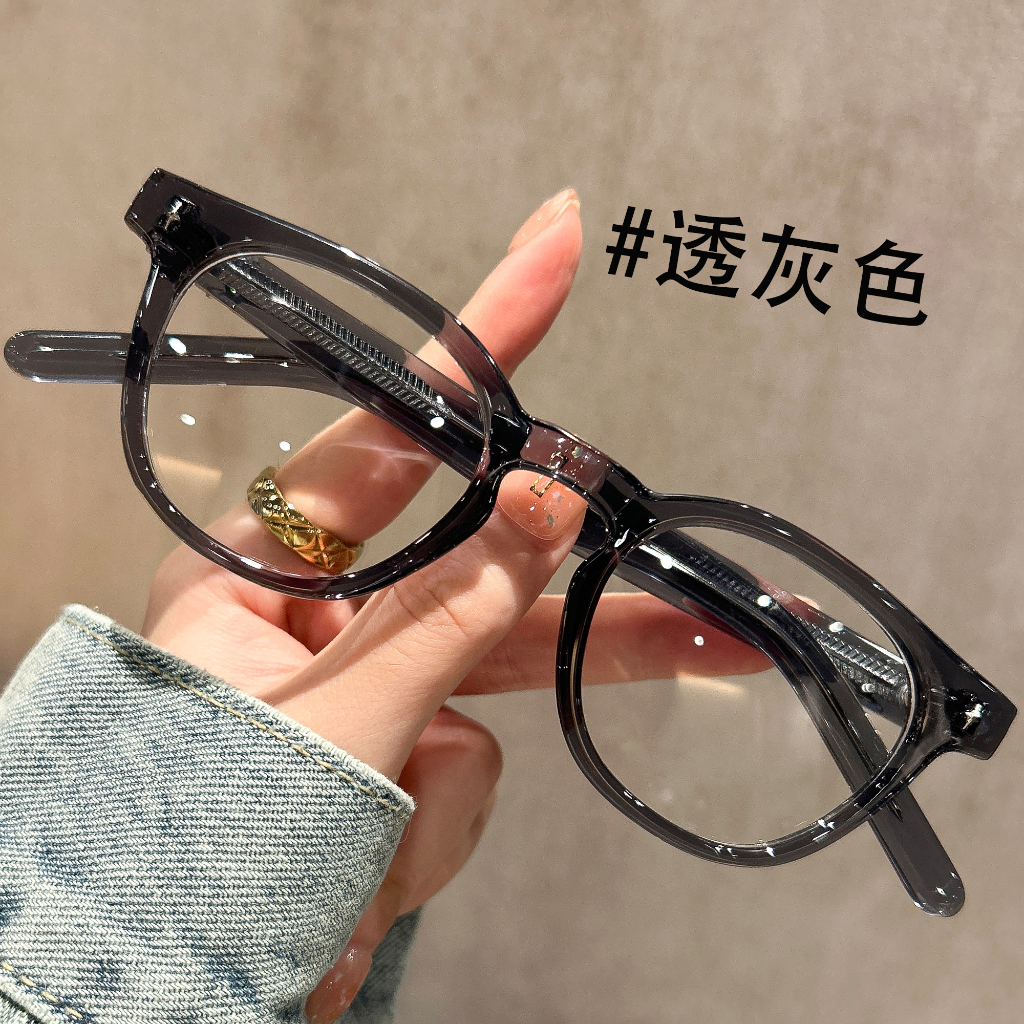 复古日系黑框近视眼镜女素颜神器圆框高级感防蓝光眼睛架可配度数 - 图0