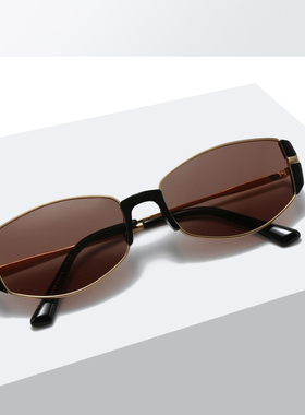 网红小框复古猫眼偏光墨镜女新款高级感金属风防紫外线太阳镜