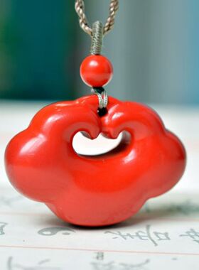 原矿朱砂如意平安锁吊坠子高含量紫金砂帝王红砂项链吊坠批发代发