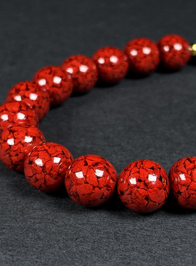 原矿朱砂透光晶体砂雄黄绿松手链手串男女本命年烫金手链批发代发